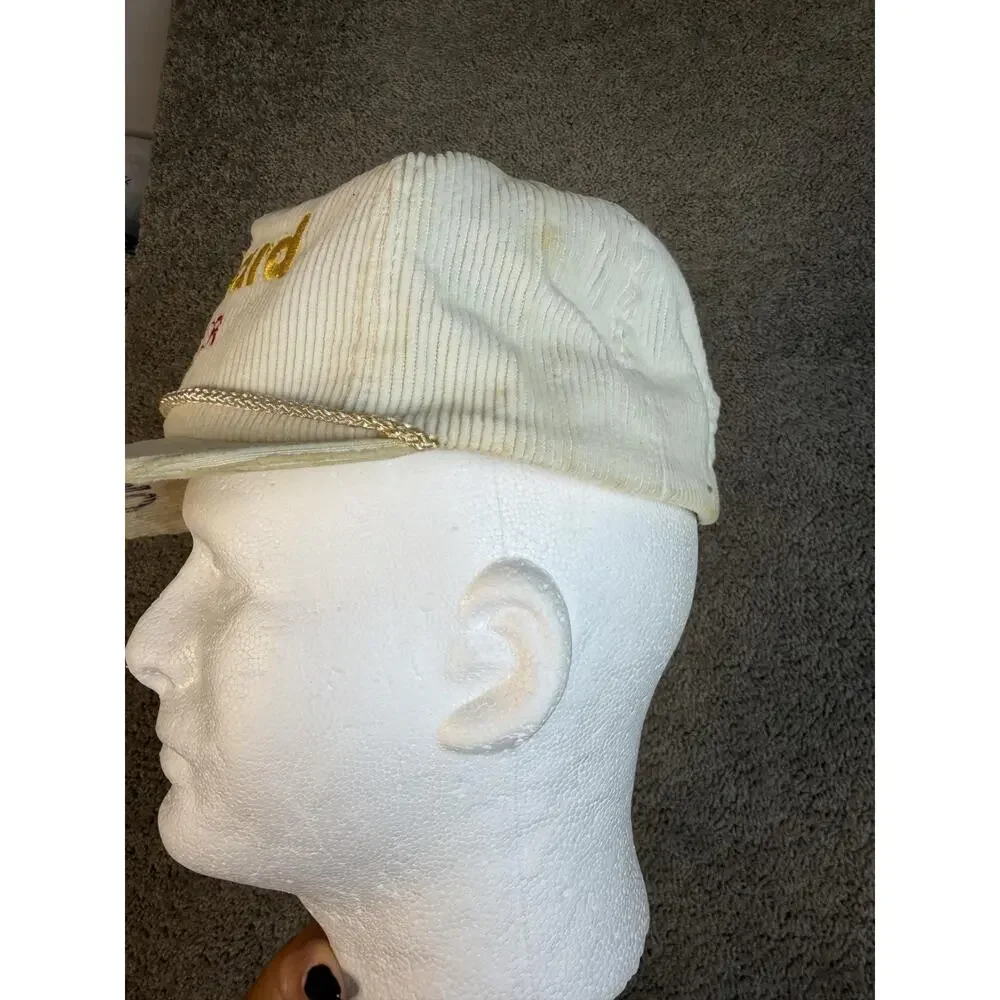 VTG Cap Strap Back Mens One Size White Corduroy NASCAR Racing